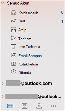 Kotak masuk terpadu di Outlook untuk Mac.