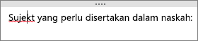 OneNote secara otomatis memeriksa potensi kesalahan ejaan