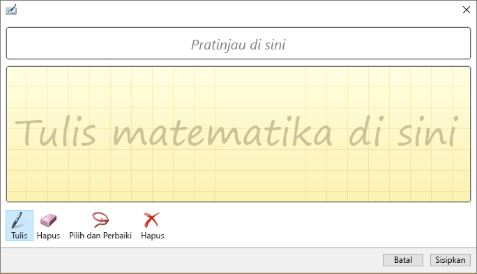 Memperlihatkan panel persamaan tinta di PowerPoint