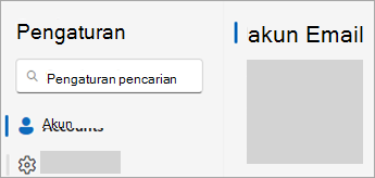 Cuplikan layar Pengaturan memperlihatkan Akun > Akun email