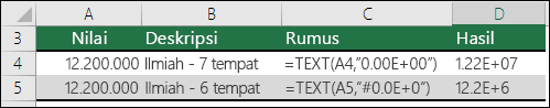 Kode format untuk Notasi ilmiah