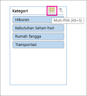 Pilihan Pemotong dengan tombol multi-pilih disorot