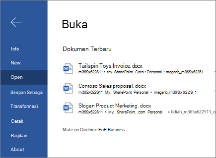 Membuka dokumen di Word