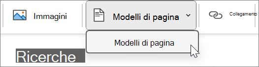 Modelli di pagina disponibili nella scheda Inserisci