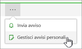 Pulsante Gestisci avvisi di SharePoint Online evidenziato