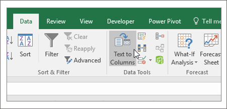 Scheda Testo in colonna in Excel.