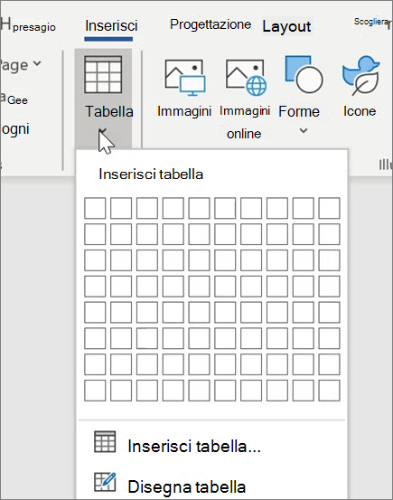 Inserire tabelle in Word