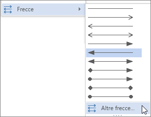 Selezione di Altre frecce per personalizzare una linea o una freccia