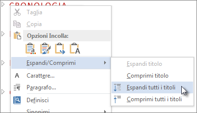 Menu di scelta rapida