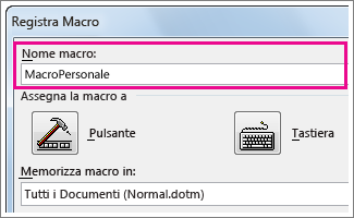 Casella Nome macro