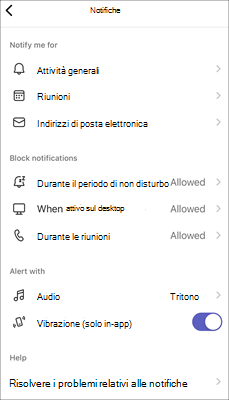 Opzioni di notifica (iOS)