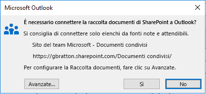 Connettersi a una raccolta documenti di SharePoint