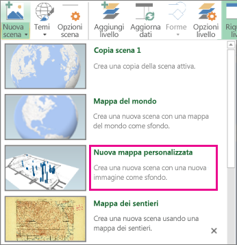 Pulsante Nuova mappa personalizzata nella nuova raccolta scene