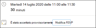 Modifica di RSVP dall'evento.