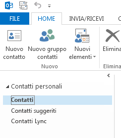 In Contatti personali fare clic con il pulsante destro del mouse sulla cartella Contatti.