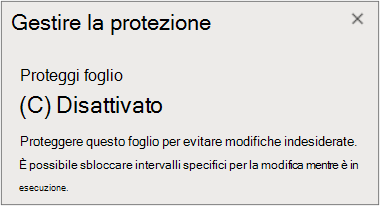 Disattivazione della protezione del foglio