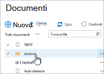 Raccolta documenti di SharePoint 2016 con cartella evidenziata