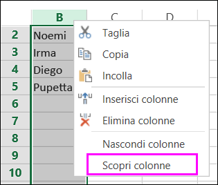 Opzione Scopri