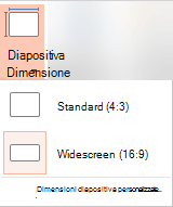 Pulsante Dimensioni diapositiva nel gruppo Personalizza
