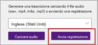 Avvia registrazione