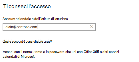 Schermata di accesso