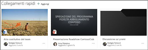 Collegamenti rapidi del sito del team di SharePoint