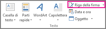 Comando Riga della firma nella scheda Inserisci