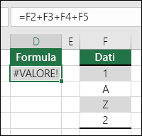 Errore #VALORE! #BUSY!