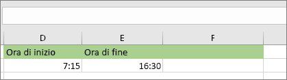 Data/ora di inizio delle 7:15, data/ora di fine delle 16:30