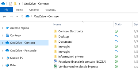 Screenshot di file di OneDrive for Business in Esplora file