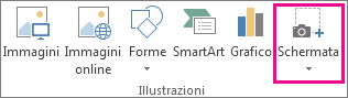 Pulsante Schermata nel gruppo Illustrazioni in Word