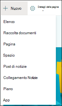 Aggiungere un nuovo elemento a un sito di SharePoint