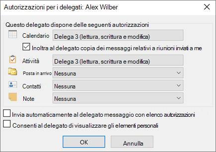 Delegare autorizzazioni in Outlook