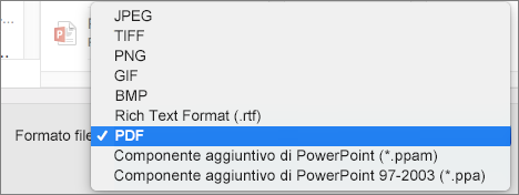 Esportazione in PDF in PowerPoint 2016 per Mac