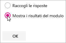 Selezione della web part Microsoft Forms per mostrare i risultati dei moduli.