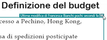 Notazione dell'evidenziazione delle revisioni relativa all'autore e al momento della modifica