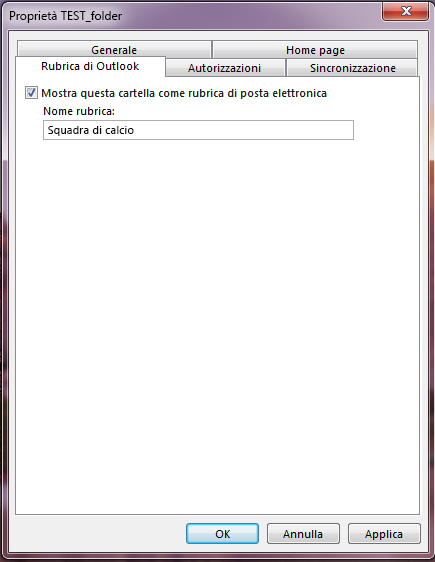 Verificare che la casella di controllo Mostra questa cartella come rubrica di posta elettronica sia selezionata.