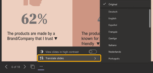 Selezionare Traduci diapositive