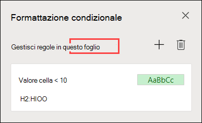 Gestire le regole nel riquadro attività