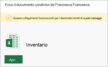 Notifica di posta elettronica di esempio per un file di SharePoint condiviso