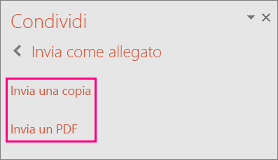 Collegamento Invia un PDF in PowerPoint 2016