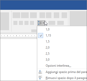 Opzioni per modificare l'interlinea in Word