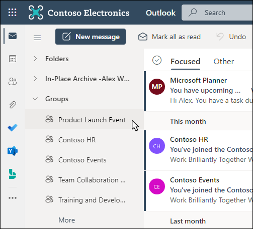 Gruppi di Microsoft 365 in Outlook