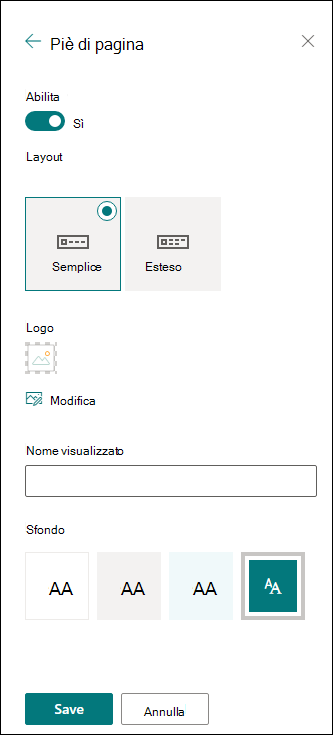 SharePoint piè di pagina del sito