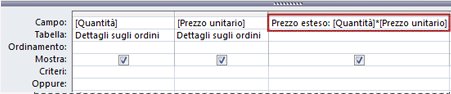 Utilizzo di un'espressione per creare un campo calcolato in una query