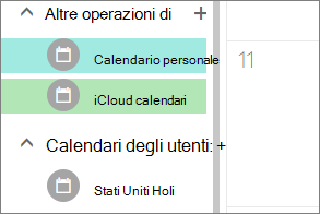 Calendario di iCloud visualizzato in Altri calendari in Outlook per il web