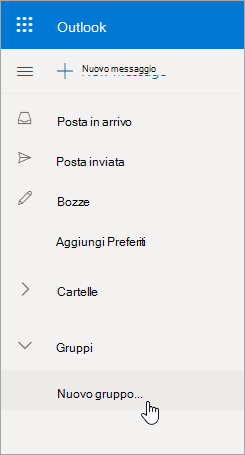 Nuovo percorso del gruppo nell'elenco delle cartelle di Outlook.com