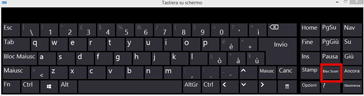 Tastiera su schermo di Windows 10 con BLOC SCORR