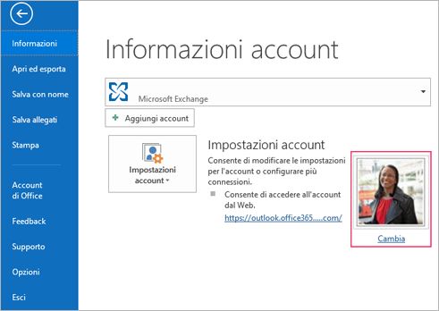 Modificare il collegamento alla foto in Outlook