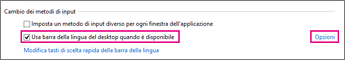 Cambio dei metodi di input in Windows 8 con Office 2016